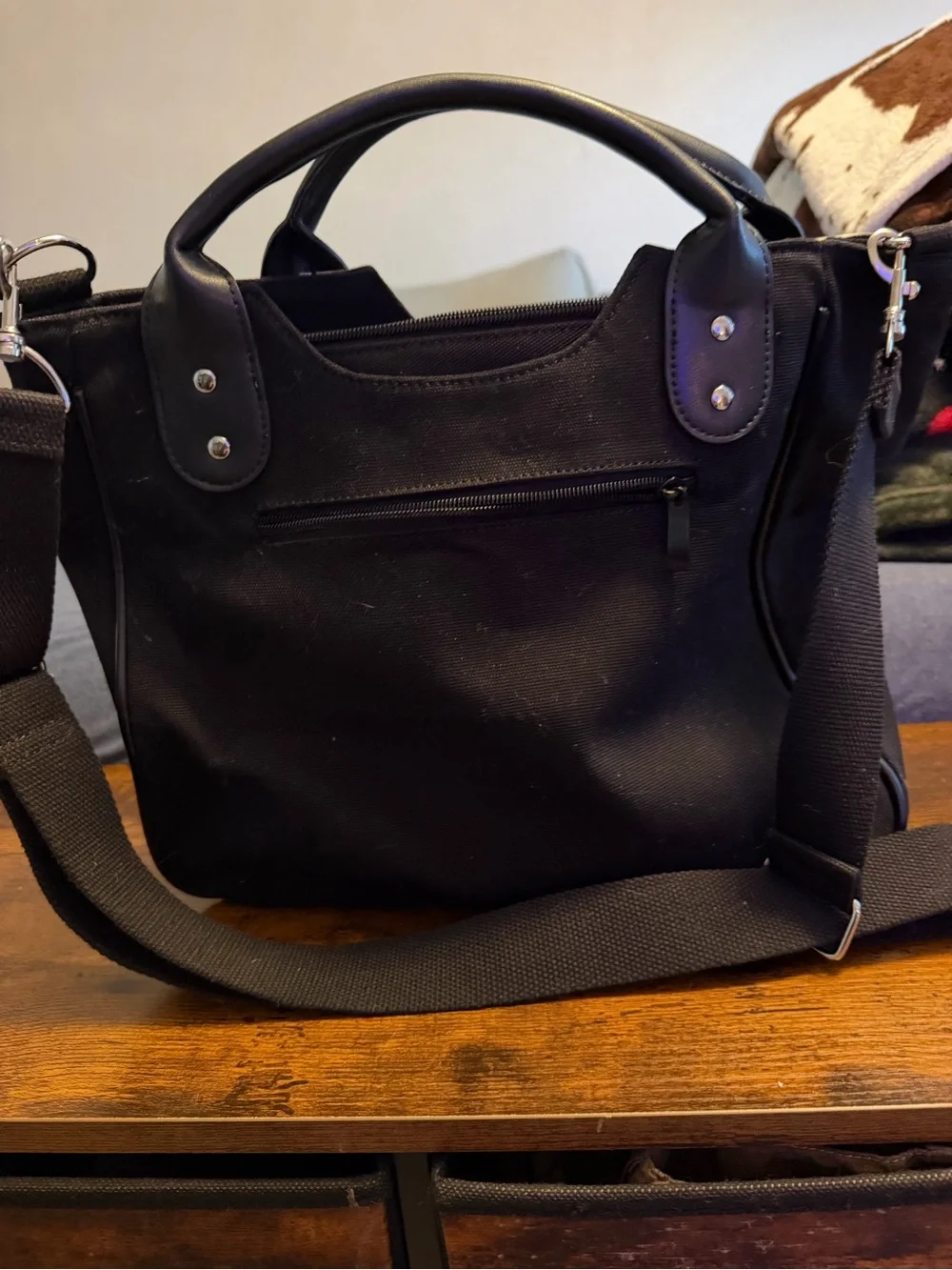 Skeleton Print Black & Cream alt mom bag
